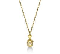 Diamond Treats Yellow Gold Acorn Sterling Silver Necklace with AAA Grade White Cubic Zirconia Stones and Adjustable 18-20 Inch Chain