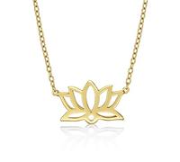 Diamond Treats Yellow Gold LOTUS Pendant Necklace in 925 STERLING SILVER, 18K Gold Plated for Women. Gold Ladies Lotus Necklace with Adjustable Chain. A Gift for Women.