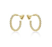 Diamond Treats Yellow Gold Plated 925 Sterling Silver Hoop Earrings. The Simple Beaded Design Silver Hoops with secure Push-on Butterfly backs are a lovely Gift for Women