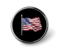 Diamond U.S. Flag Cute Brooches for Women Men Button Pins Round Badge for Bag Hat