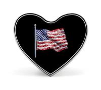 Diamond U.S. Flag Cute Heart Badge for Women Men Novelty Funny Brooches Pins for Shirts Bags Hats