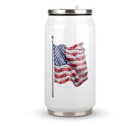 Diamond U.S. Flag Printed Coke Cup with Lids Stainless Steel Reusable Hot Cold Travel Drinking Bottle