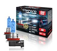 Diamond Vision 2 x H8 12 V 35 W Xenon Look Halogen Car Bulbs Twice as Durable Duobox E-Mark PGJ19-1
