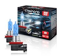 Diamond Vision 2x H9 12V 65W 8500K Headlight Halogen Bulb Xenon Look White Vision Error Free Ice Blue Night Breaker Led High Beam Cool Blue Longlife E-certified
