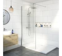 Diamond Walk In Shower Screen with 1400 x 700mm Tray - 8mm Chrome