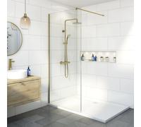 Diamond Walk In Shower Screen with 1700 x 700mm Tray - 8mm Brushed Brass