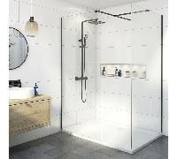 Diamond Walk In Shower Screens with 1700 x 800mm Tray - 8mm Black