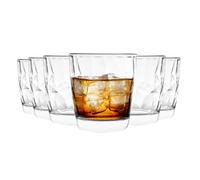 Dimpled Tumblers Glasses Clear Drinking Diamond Whisky Glasses 300ml - Set of 12