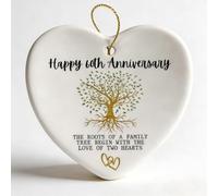 Diamond Wedding 60th Anniversary Ceramic Heart Hanging Plaque - Elegant Home Decor for Couples Celebrating 60 Years Marriage