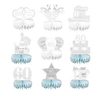 Diamond Wedding Anniversary Table Decorations - 8Pcs Honeycomb Centerpieces for 60th Wedding Anniversary Party, Romantic Anniversary Decorations with Cheers to 60 Years, We Still Do Messages