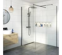 Diamond Wet Room Shower Screens with 1200 & 800mm Panels - 8mm Black
