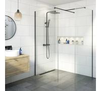 Diamond Wet Room Shower Screens with 760 & 700mm Panels - 8mm Black