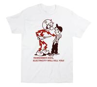 DIAMOND WHEEL Remember Kids, Electricity Will Kill You! t-Shirt White XL