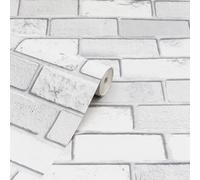 Diamond White Brick Wallpaper Glitter 3D Effect Modern Textured Wall Covering