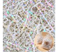 Diamond White Crinkle Paper Filler (8oz) - Shredded Paper for Gift Baskets & Boxes - Ideal Gift Basket Filler for Bridesmaid Gifts, Wedding & Christmas Decor - Crinkle Cut Shredded Stuffing (Diamond