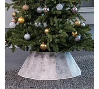 Diamond White Fabric Christmas Tree Skirt With Velcro, Elegant Holiday Decoration