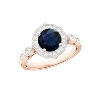 Diamond Wish Collection 2-Carat Total Weight Diamond with 2-Carat Sapphire Halo Wedding Band S925 Sterling Silver / 9K / 14K / 18K White Gold Ring Sizes 5 to 15(Rose Gold)