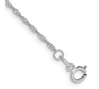Diamond2Deal 14Ct White Gold 10 inch 1.10mm Singapore with Spring Ring Clasp Anklet Bracelet For Women