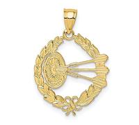 Diamond2Deal 14ct Yellow Gold Dart Board and Darts in Leaf Design Charm for Women