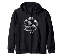 Diamondhead Palm Tree Honolulu Hawaii Vintage Style Zip Hoodie