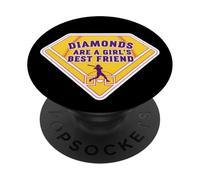 Diamonds Are A Girls Best Friend Women Softball Baseball PopSockets Adhesive PopGrip