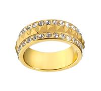 Diamonds Embedded Geometric Rings Pyramid Designs Unisex Stainless Steel Band for Anniversary or Party Pyramid Wedding Band