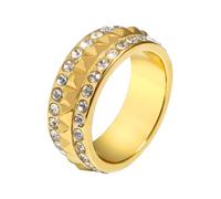Diamonds Embedded Geometric Rings Pyramid Designs Unisex Stainless Steel Band for Anniversary or Party Pyramid Wedding Band