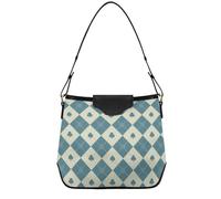 Diamonds Royal Blue Shoulder Bag Trendy Purses Handbags Tote Bag with Removable Strap for Nurse Travel Work, Blue Beige Poker, One Size