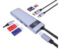 DiamondTiger 7-in-1 USB C Hub,4K 30Hz HDMI Adapter, USB-C Docking Station with 100W PD,TF/MicroSD Card Reader,USB-A 2.0,3.0,Type-C 3.0 Ports,Compatible with MacBook Pro/Air,iPad,iPhone15/Pro Max