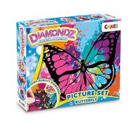 DIAMONDZ CRYSTAL PAINTING Butterfly Diamond Painting Children's Butterfly Set with Frame, DIY Diamond Painting Craft Set, Mosaic Making for Children, 36 x 27 cm