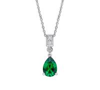 Diamonfire Clear Green Nano Cubic Zirconia Classic Cushion Cut Modern Solitaire Style Pendant - P5576 - Sterling Silver / Palladium Plated / Platinum Plated / Rhodium Plated / Zirconia