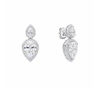 Diamonfire Cubic Zirconia Double Tear Drop Earrings E6596 - Bold - Sterling Silver / Platinum Plated / Palladium Plated / Rhodium Plated / Zirconia