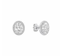 Diamonfire Cubic Zirconia Oval Halo Earrings E6603 - Modern - Sterling Silver / Platinum Plated / Palladium Plated / Rhodium Plated / Zirconia