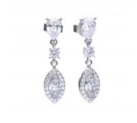 Diamonfire Marquise Pave Surround Cubic Zirconia Drop Earrings E5785 - - Sterling Silver / Zirconia / Rhodium Plated