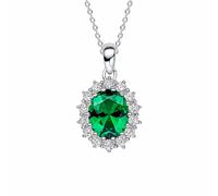 Diamonfire Oval Green Nano White Cubic Zirconia Pendant P5517 -