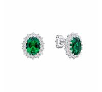 Diamonfire Oval Green Nano White Cubic Zirconia Stud Earrings E6590 - Sterling Silver / Platinum Plated / Palladium Plated / Rhodium Plated / Zirconia