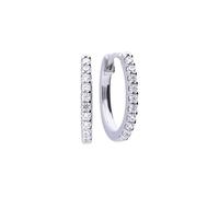 Diamonfire Silver Classical Creole Silver With White Zirconia Stones And Prong Setting Eternity Earrings