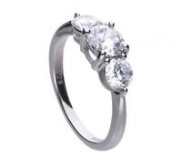 Diamonfire Silver White Zirconia Centre Stone Ring R3657 - Size O - 17.5
