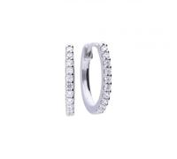 Diamonfire Silver Classical Creole Silver With White Zirconia Stones And Prong Setting Eternity Earrings