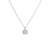 Diamonfire Sterling Silver Square Solitaire and Pave Set 1.36ct CZ Nec