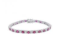Diamonfire Sterling Silver Red and Clear Cubic Zirconia Bracelet B5474 -