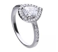 Diamonfire Sterling Silver Teardrop Shaped CZ Pave Set Ring