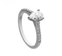 Diamonfire Teardrop Pave Shoulders Ring R3781 - Contemporary Appeal | - Size K - 16 - Sterling Silver / Zirconia / Rhodium Plated