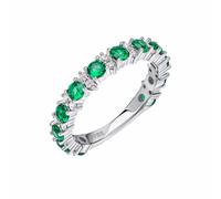 Diamonfire White Green Zirconia 3/4 Eternity Ring R3943 - - Size 50 - Sterling Silver / Platinum Plated / Palladium Plated / Rhodium Plated / Zirconia