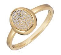 Diamonique 0.21ct Pave Oval Ring Sterling Silver GOLD PLATED SIZE K