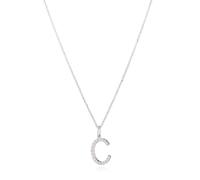 Diamonique 0.2ct Initial Letter Pendant Necklace Sterling Silver T RHODIUM PLATED
