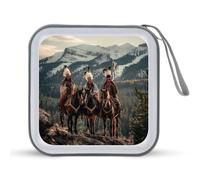 Dian Warrior Native American Feathered Chief CD Case Portable DVD Storage Small CD Holder Organizer for Home Travel