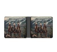 Dian Warrior Native American Feathered Chief Leather Wallets for Men Slim Bifold Wallet Credit Card Holder Front Pocket Wallets
