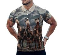 Dian Warrior Native American Feathered Chief Mens Polo Shirts Short Sleeve Golf Shirt Casual T-Shirt Top for Work Athletic 5XL