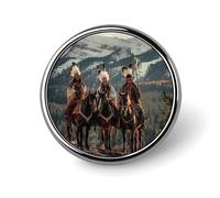Dian Warrior Native American Feathered Chief Round Badges Personalized Button Brooch Lapel Pins for Clothing Decoration